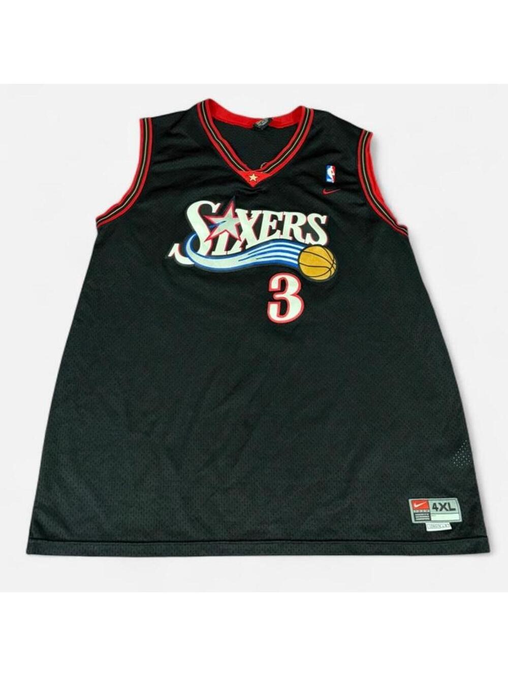 Vintage Nike Allen Iverson #3 Philadelphia 76ers Black Jersey 4XL+2 Length NBA